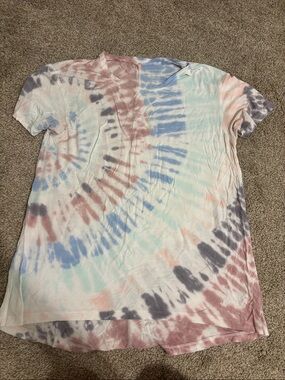 American Eagle Outfitters Pastel Tie-Dye Scoop Neck Tee - Blue, Pink, Gray